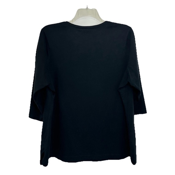 Quacker Factory Black Embellished V-Neck Top 2XL - Picture 2 of 7